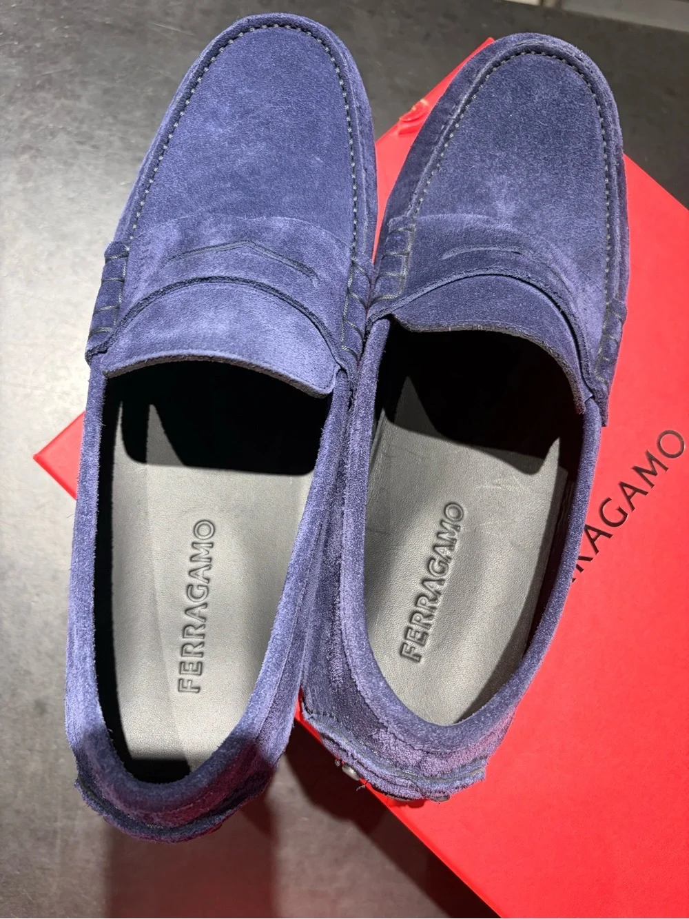 Salvatore Ferragamo Men's loafers Green midnight Navy Suede Nero skin lng $995